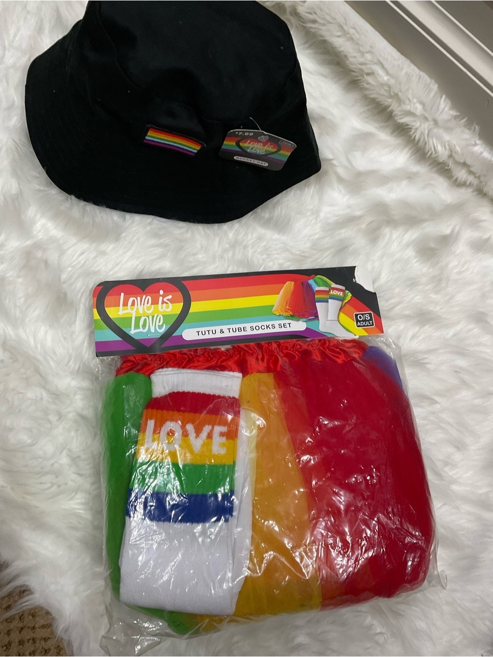 Rainbow Tutu & Tube Socks and Bucket Hat